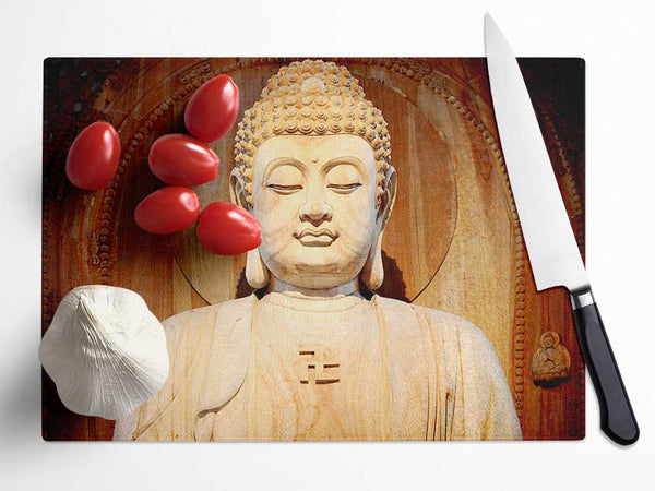 Buddha Face Statue Glass Chopping Board