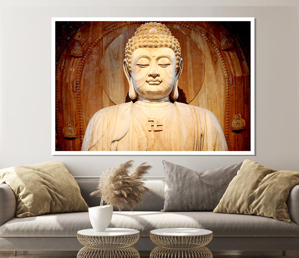 Buddha Face Statue Print Poster Wall Art