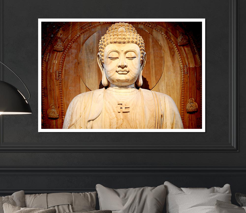 Buddha Face Statue Print Poster Wall Art