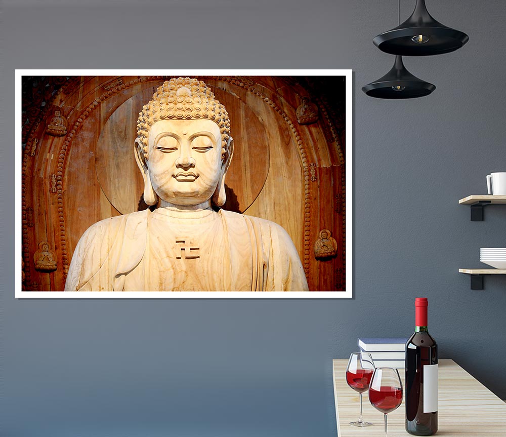 Buddha Face Statue Print Poster Wall Art