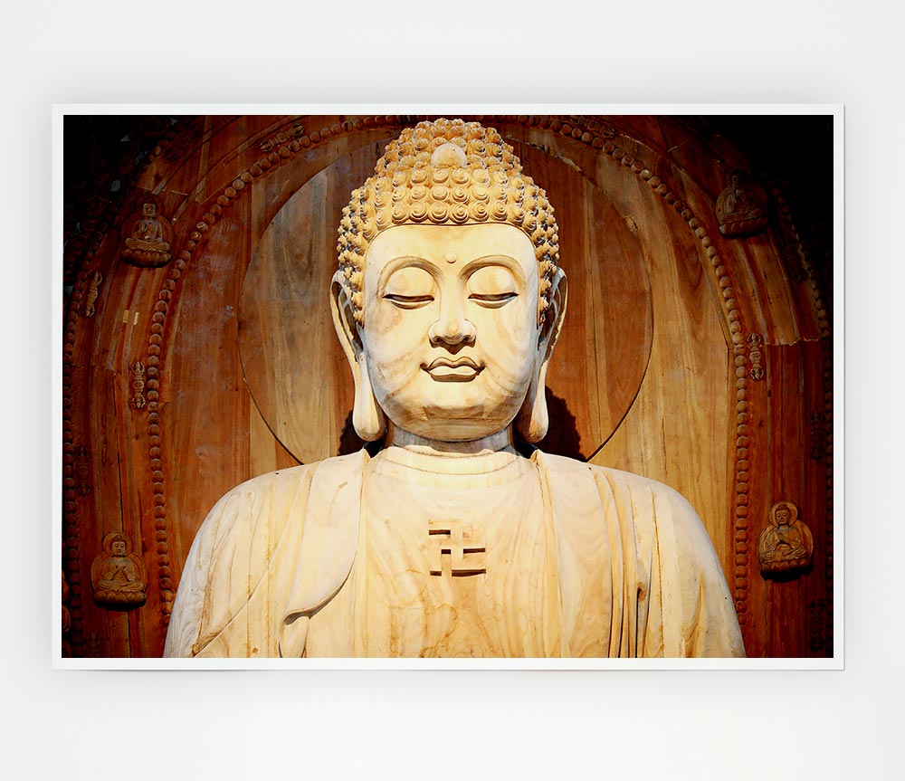 Buddha Face Statue Print Poster Wall Art