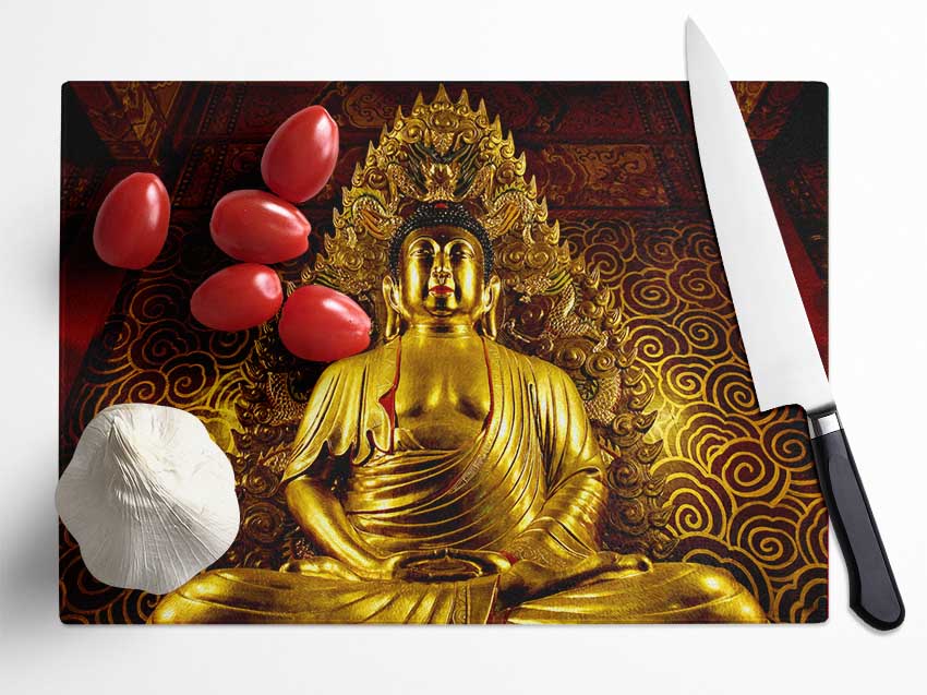 Thai Golden Buddha Glass Chopping Board