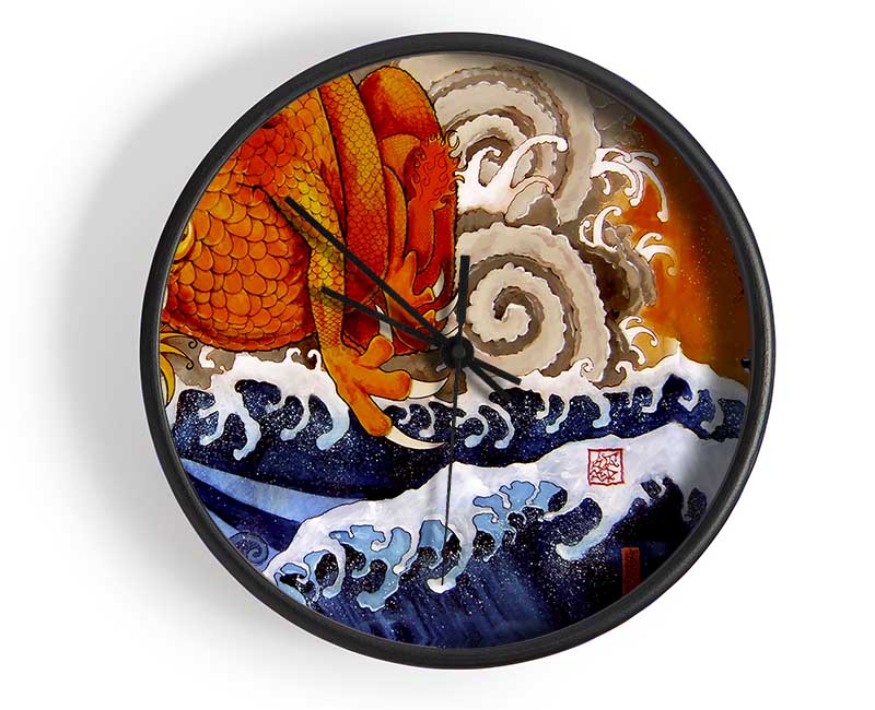 Japanese Samurai Monk Dragon Clock - Wallart-Direct UK