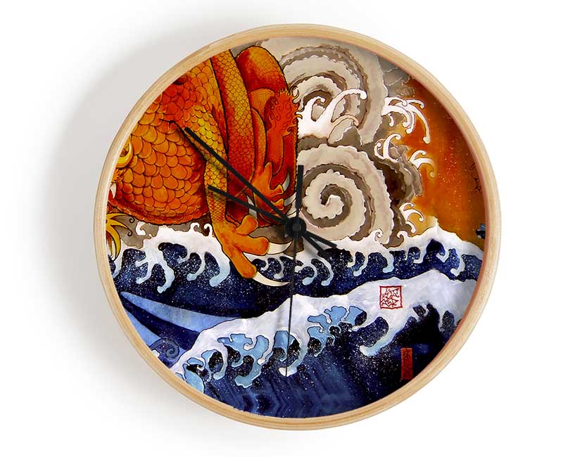 Japanese Samurai Monk Dragon Clock - Wallart-Direct UK