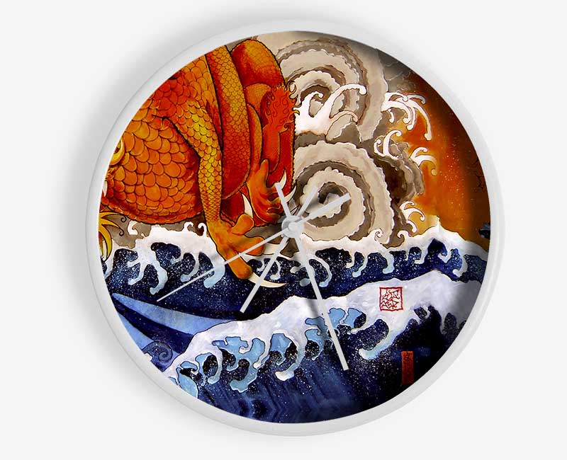 Japanese Samurai Monk Dragon Clock - Wallart-Direct UK