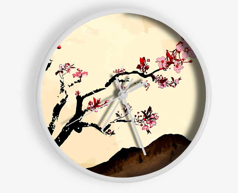 Cherry Blossom Brown Clock - Wallart-Direct UK