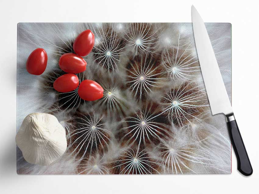 Macro Dandelion Glass Chopping Board