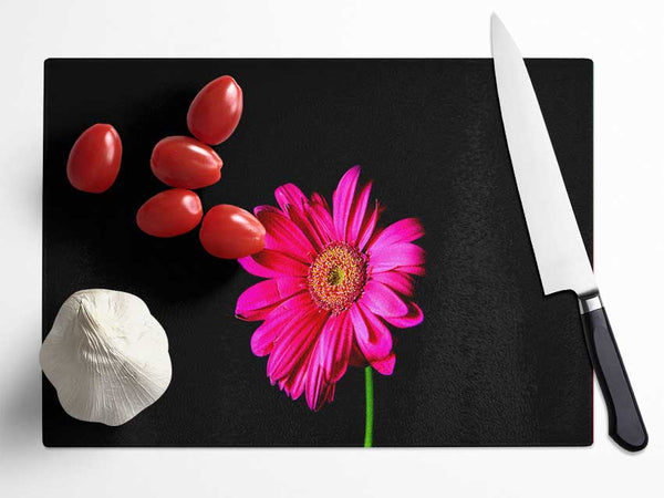 Hot Pink Gerber Daisy Glass Chopping Board