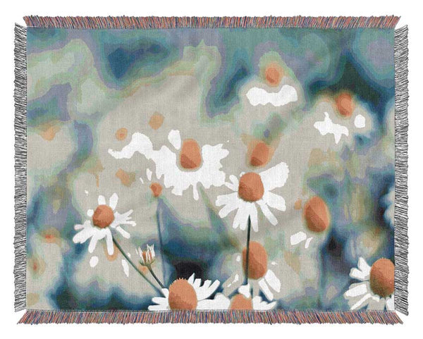 Chamomile Flowers Macro Woven Blanket