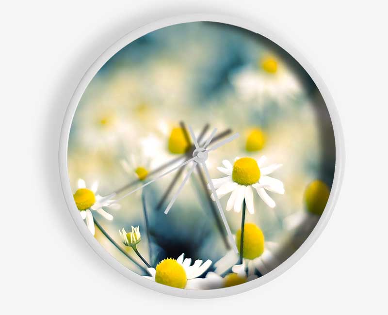 Chamomile Flowers Macro Clock - Wallart-Direct UK