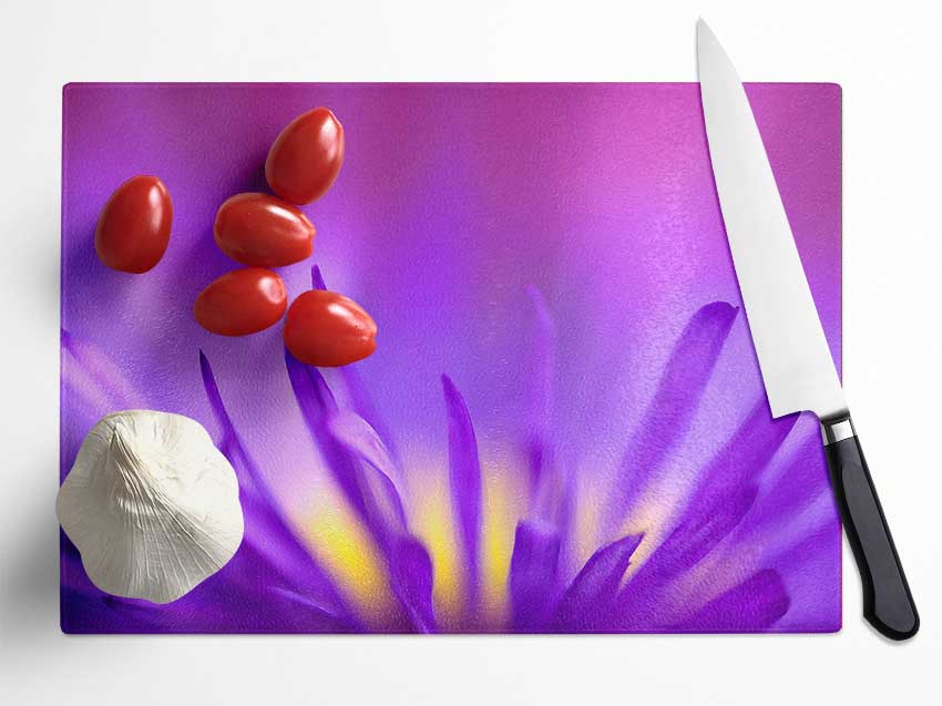 Delicate Purple Petals Glass Chopping Board