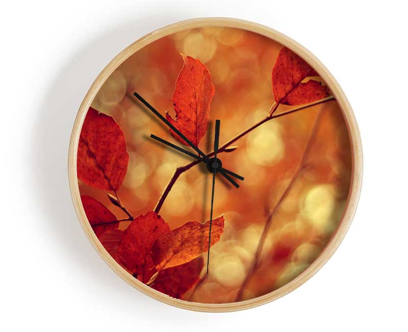 Leaves In Autumn Clock - Wallart-Direct UK