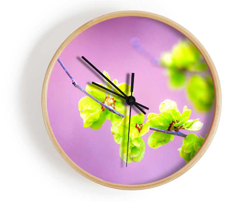 Small Green Flowers Clock - Wallart-Direct UK