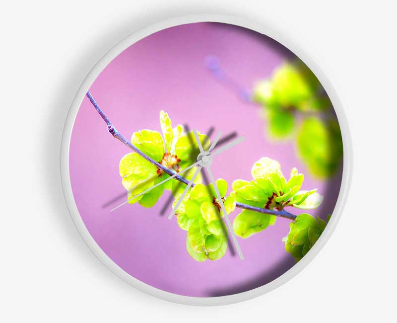 Small Green Flowers Clock - Wallart-Direct UK