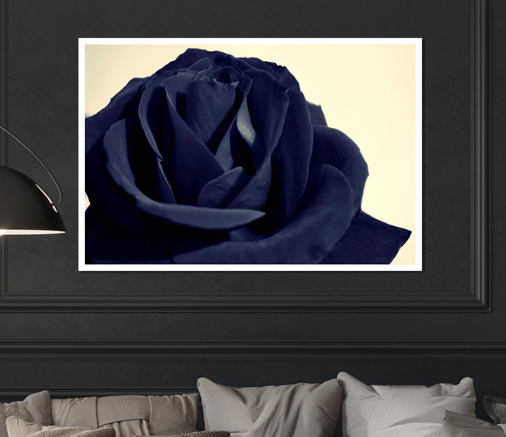 Black Blue Rose Print Poster Wall Art