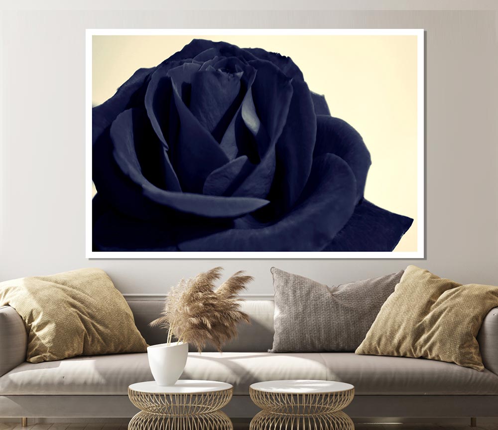 Black Blue Rose Print Poster Wall Art