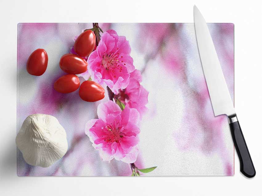 Plum Blossoms Blooming Glass Chopping Board