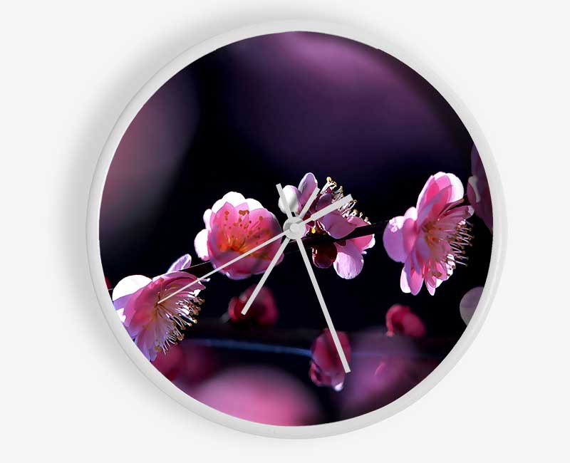 Pink Blossom Flowers Clock - Wallart-Direct UK