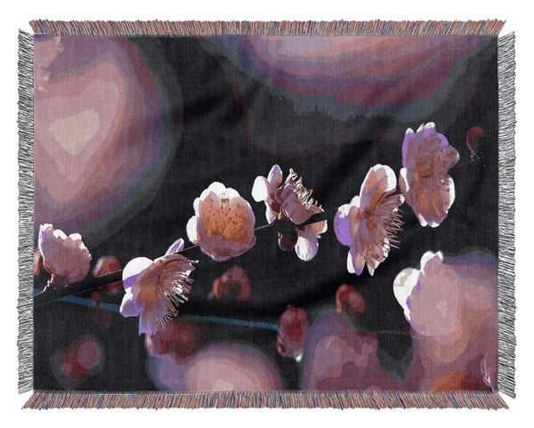 Pink Blossom Flowers Woven Blanket