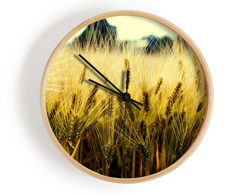 Yellow Grain Clock - Wallart-Direct UK