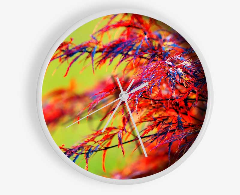 Red Leaves Shrub Clock - Wallart-Direct UK