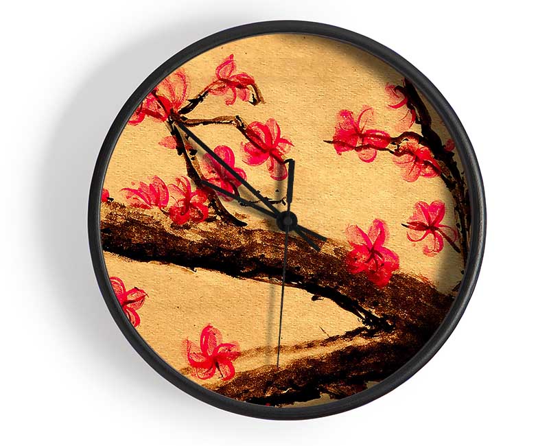 Cherry Blossom Painting Clock - Wallart-Direct UK