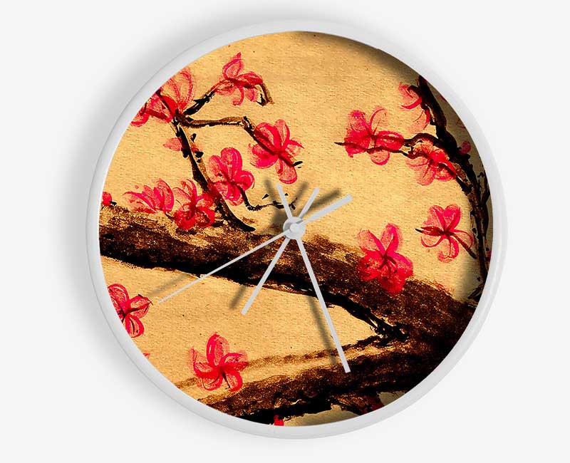 Cherry Blossom Painting Clock - Wallart-Direct UK