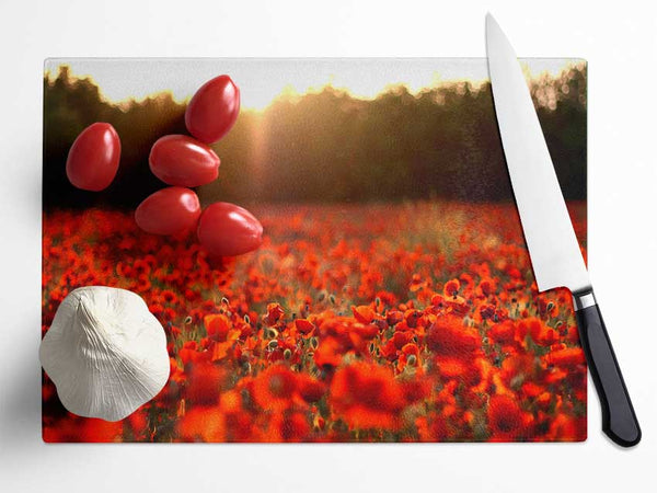 Poppies Meadow Glass Chopping Board