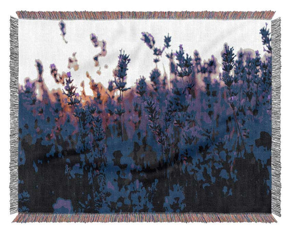 Lavender Field And Sunset Woven Blanket