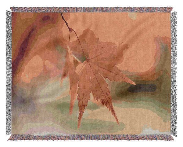 Orange Leaves Sparkle Woven Blanket