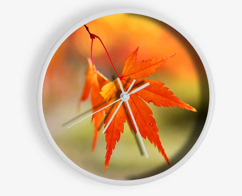 Orange Leaves Sparkle Clock - Wallart-Direct UK