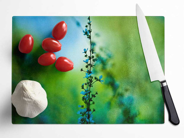 Blossom Blue Flower Glass Chopping Board