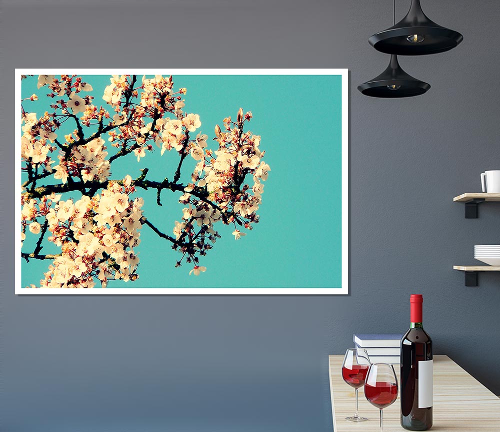 Blossom Tree Against A Blue Sky Print Poster Wall Art