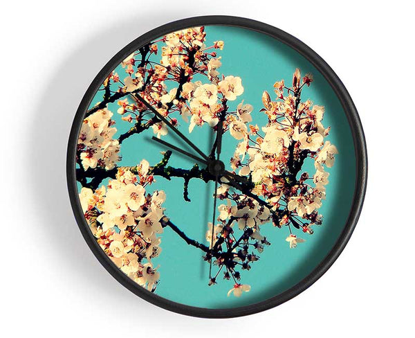 Blossom Tree Against A Blue Sky Clock - Wallart-Direct UK