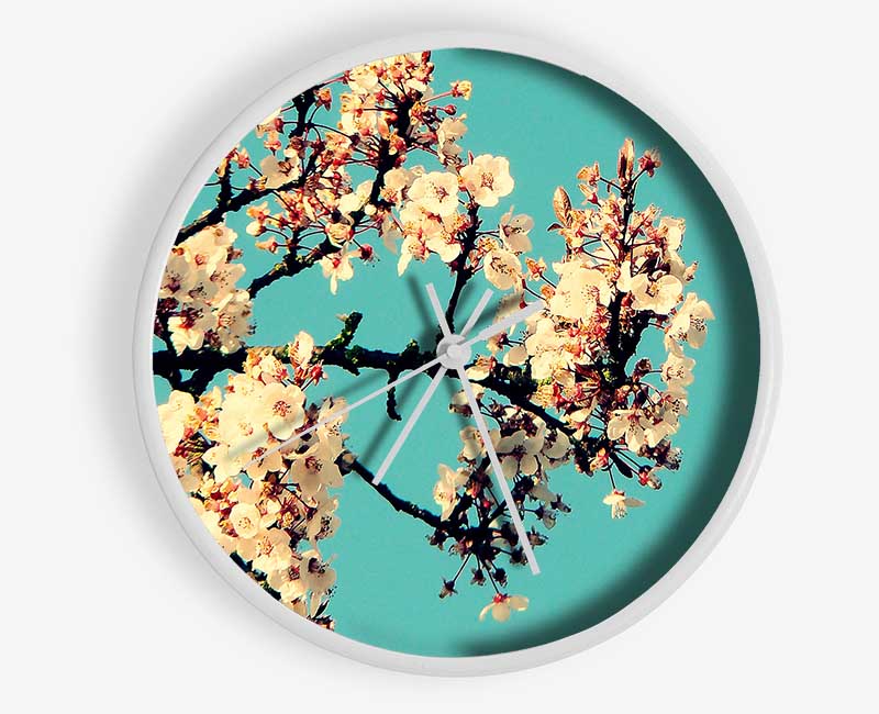 Blossom Tree Against A Blue Sky Clock - Wallart-Direct UK