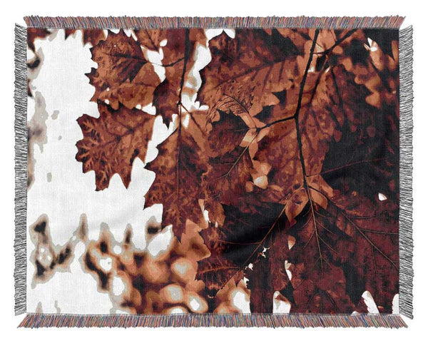 Reddish Brown Leaves Woven Blanket