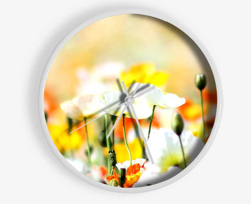 Colourful Summer Flowers Clock - Wallart-Direct UK