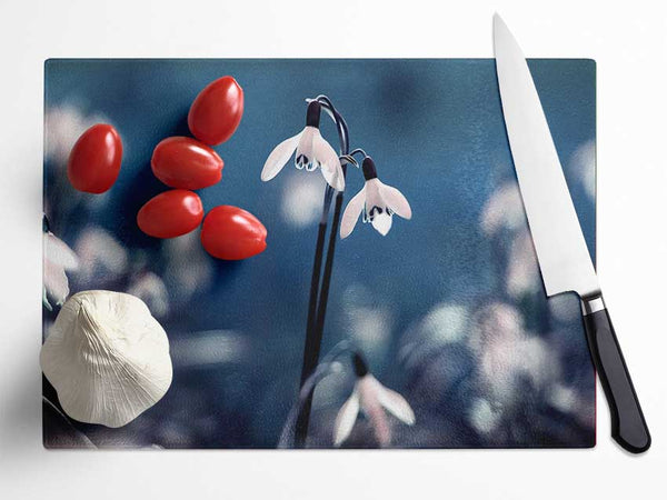 Opened Snowdrops Glass Chopping Board