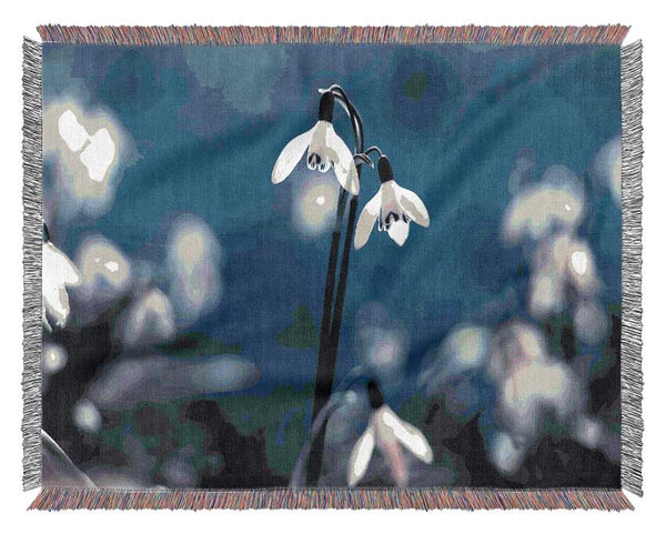 Opened Snowdrops Woven Blanket