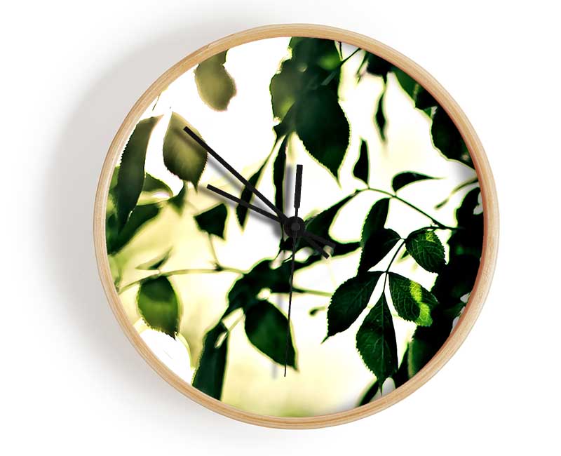 Summer Green Leaves Clock - Wallart-Direct UK