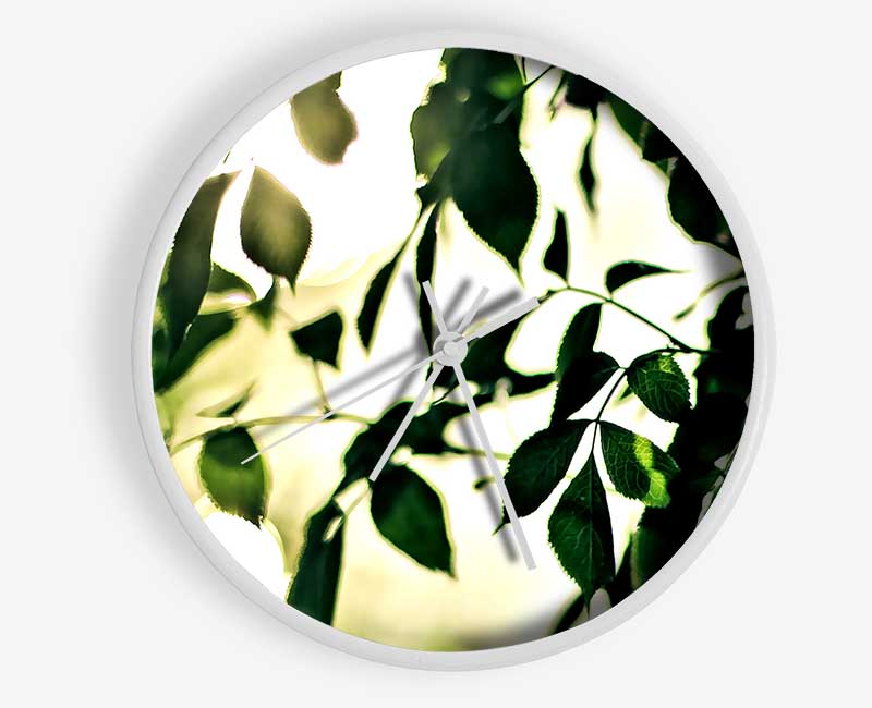 Summer Green Leaves Clock - Wallart-Direct UK