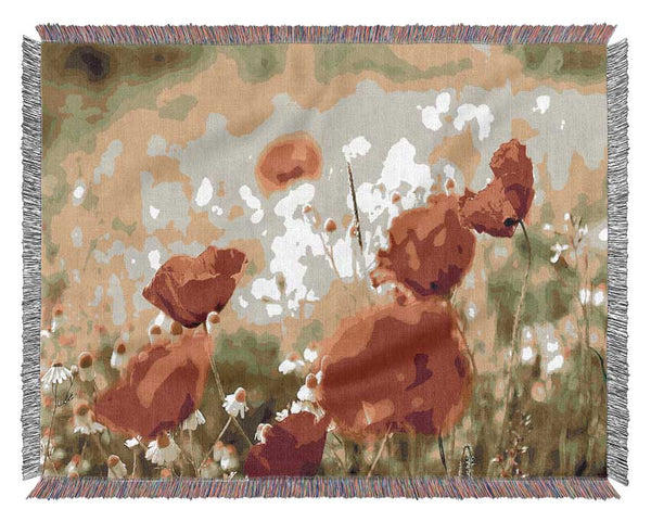 Poppies And Chamomile Woven Blanket