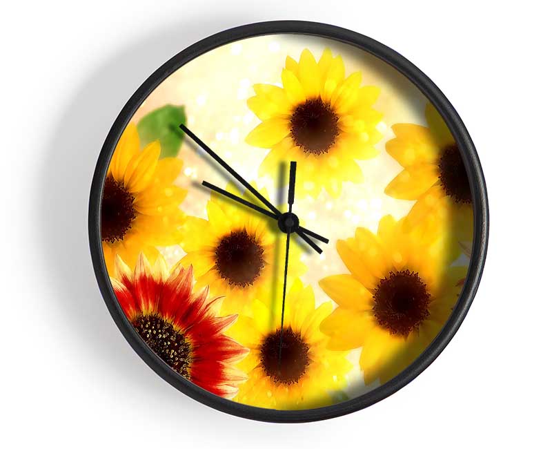 Sunflower Faces Clock - Wallart-Direct UK