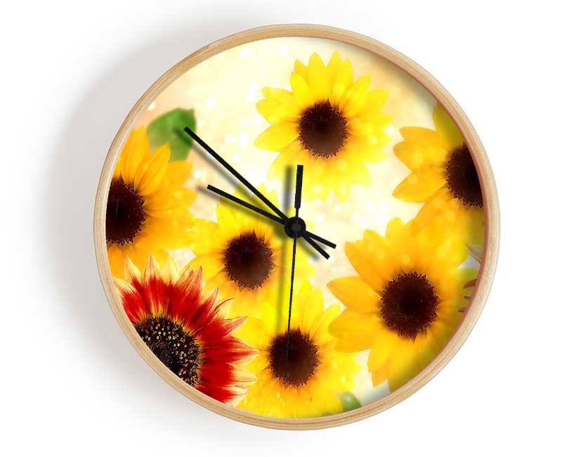 Sunflower Faces Clock - Wallart-Direct UK