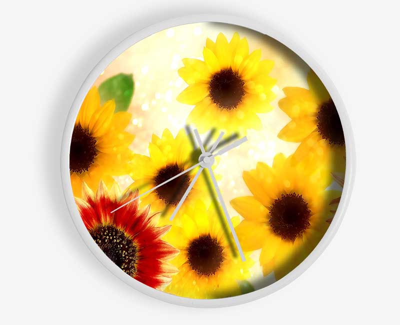 Sunflower Faces Clock - Wallart-Direct UK