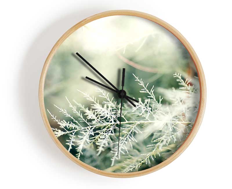 Winter Snow Leaves Clock - Wallart-Direct UK