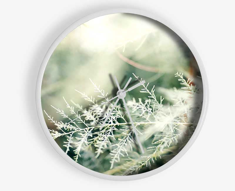 Winter Snow Leaves Clock - Wallart-Direct UK