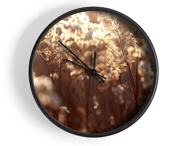 Winter Sunlight Flowers Clock - Wallart-Direct UK