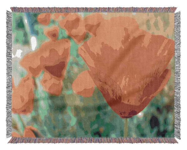 California Poppies Orange Woven Blanket