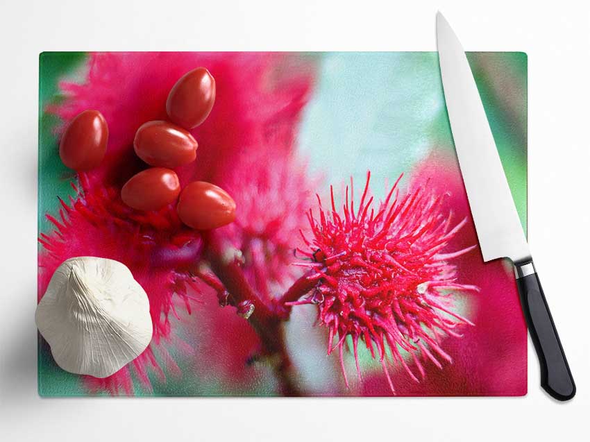 Spikey Flower Heads Glass Chopping Board